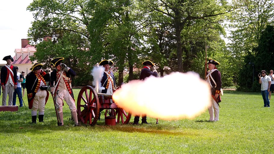 united states, alexandria, explosion, re-enactment, cannon, HD wallpaper