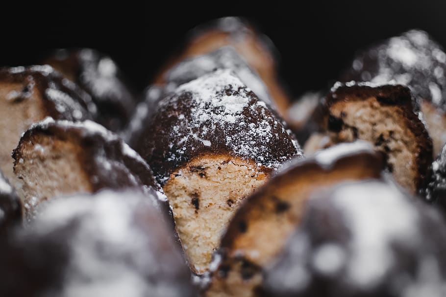 sugar coated chocolate cake, food and drink, selective focus HD wallpaper