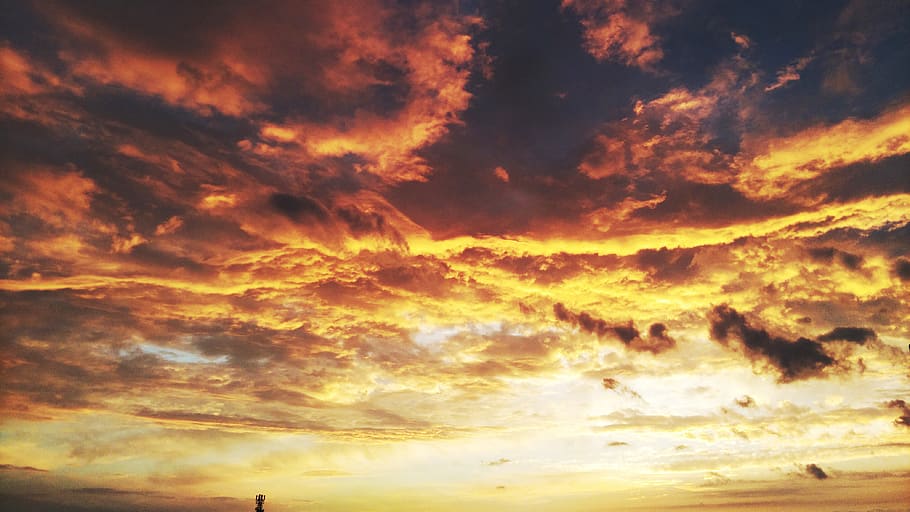 sunset, air, solar, blue, beautiful, atmosphere, nature, clouds HD wallpaper