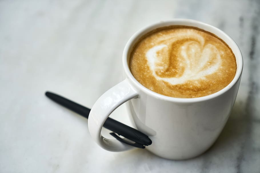 coffee, pen, the work, cup, office, study, espresso, morning HD wallpaper