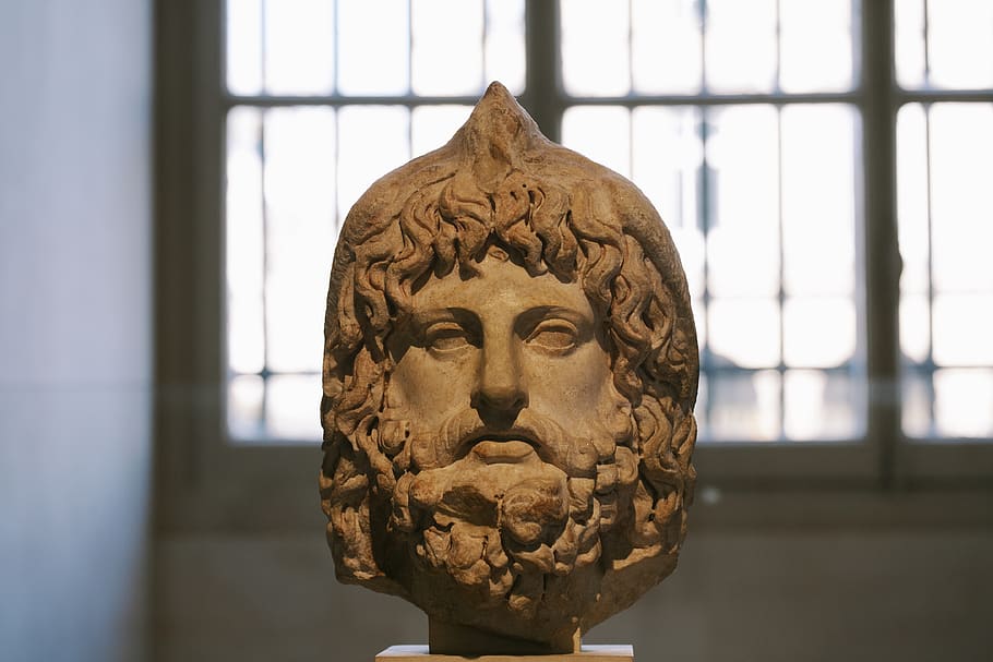 sculpture, art, figurine, head, statue, Louvre, Museum, Paris HD wallpaper