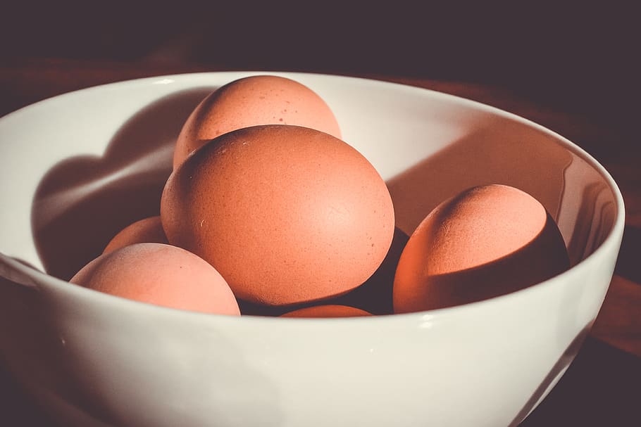 food, cook, eggs, stack, pile, bowl, light, shadows, still HD wallpaper