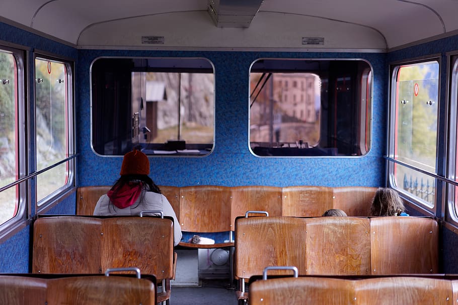 person sitting inside the train, mode of transportation, land vehicle HD wallpaper