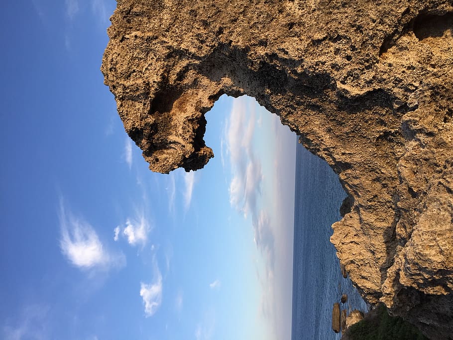 grekland, egeo, heartshape, rock, sea, sky, rock formation, HD wallpaper