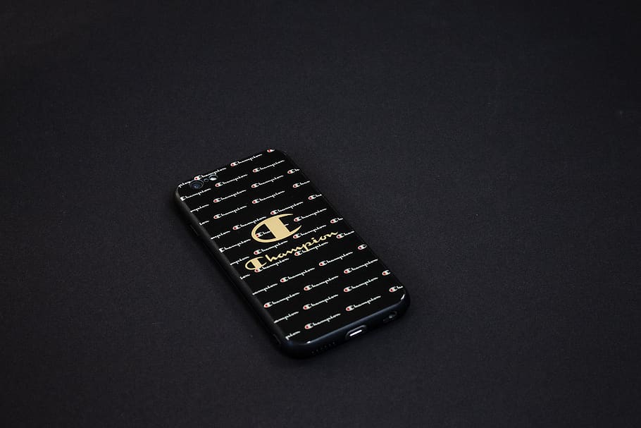 apple, iphone, case, black, champion, product, minimalistic, HD wallpaper