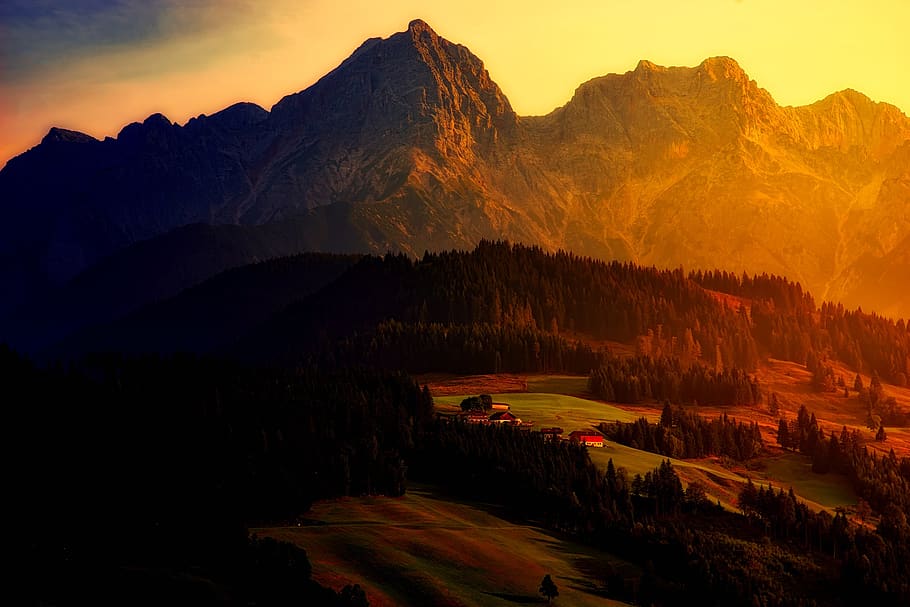 Landscape Photography of Brown Mountain, beautiful, clouds, cloudy HD wallpaper