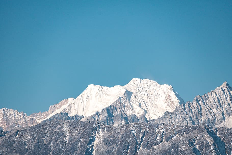 snow covered mountain during daytime, nature, outdoors, mountain range HD wallpaper