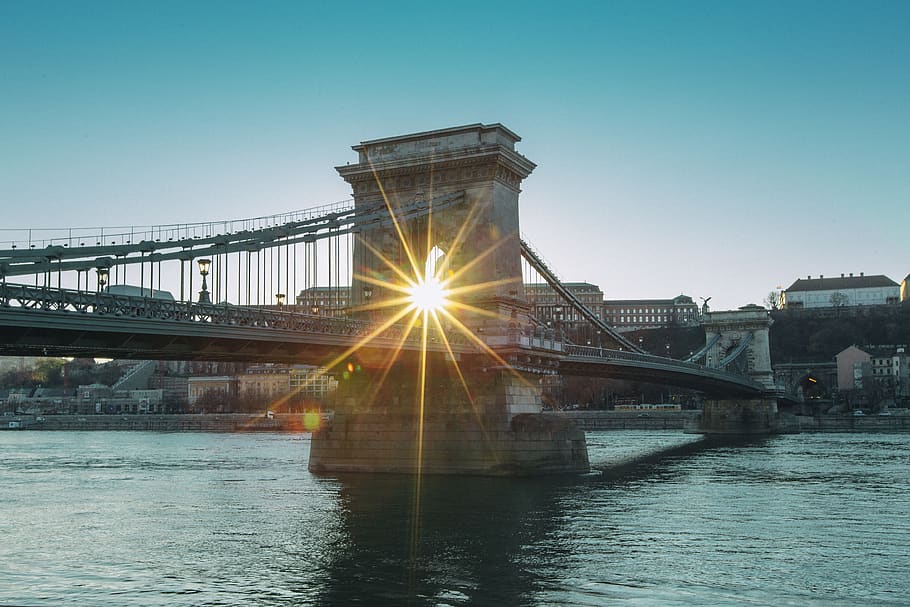 budapest, hungary, bridge, sunset, built structure, architecture HD wallpaper