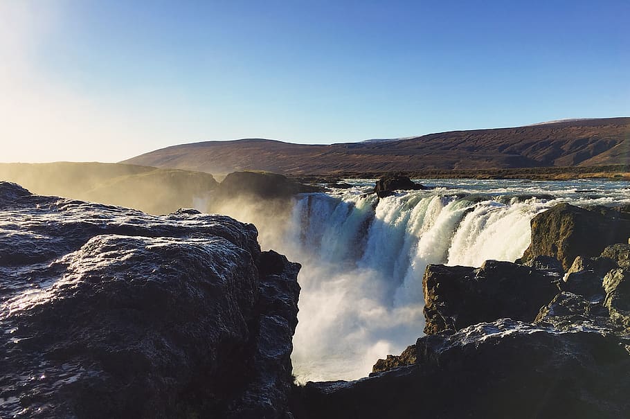 iceland, waterfall, scenics - nature, beauty in nature, sky HD wallpaper