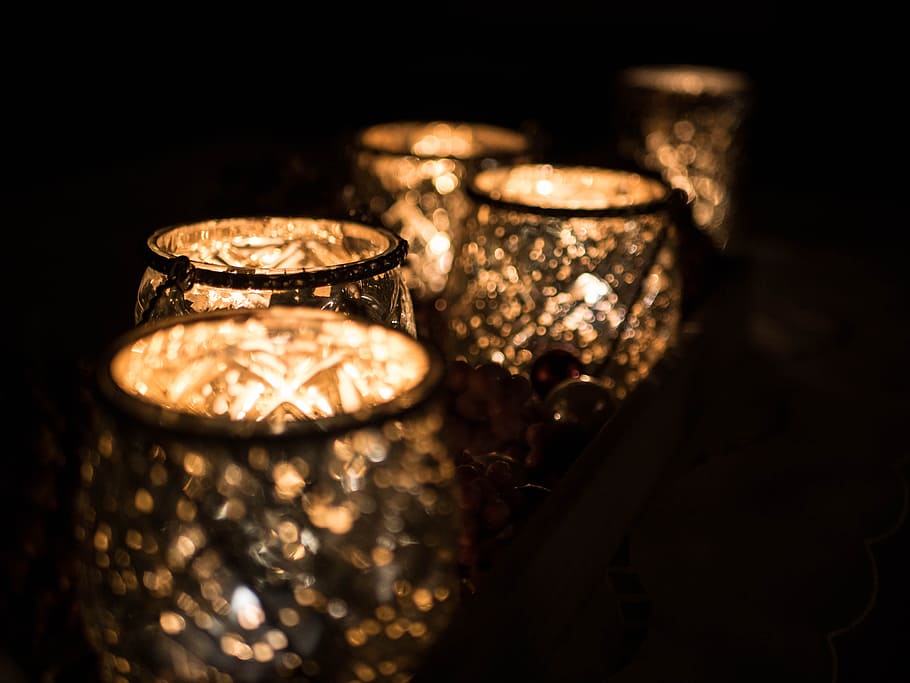 Selective Focus Photography of Five Golf Vasses, black background HD wallpaper