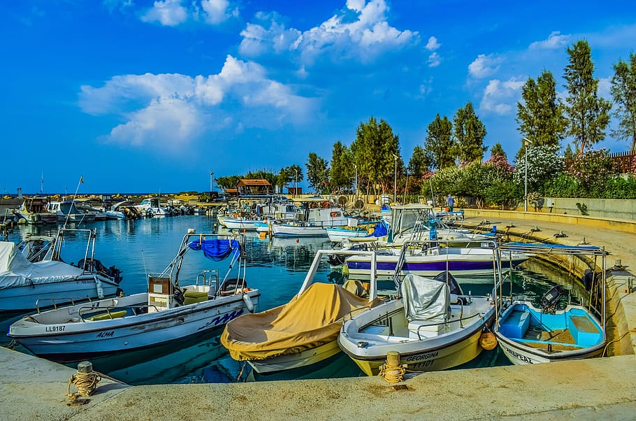 fishing harbor, boat, scenery, island, mediterranean, ayia triada