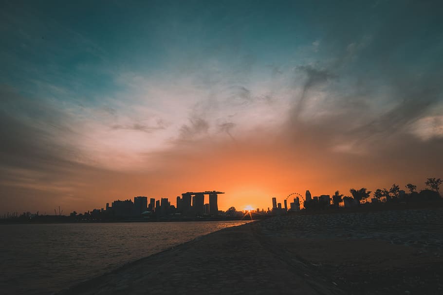 Singapore Landscape, nature, clouds, sky, sunset, building exterior HD wallpaper