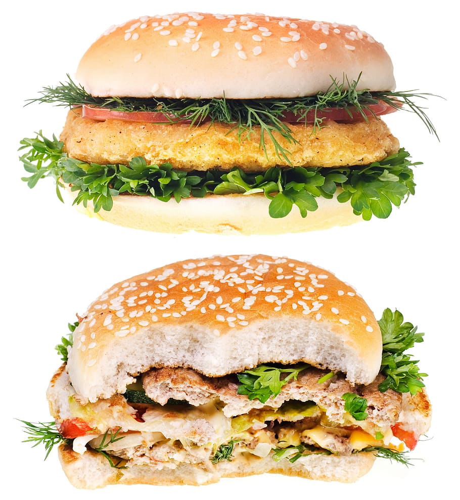 hamburger, food, fast, salad, diet, grilled, meal, dinner, sandwich