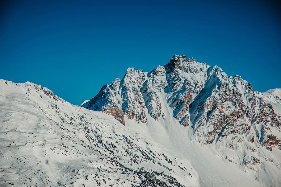 white snow mountain, mountain range, nature, outdoors, peak, ice HD wallpaper