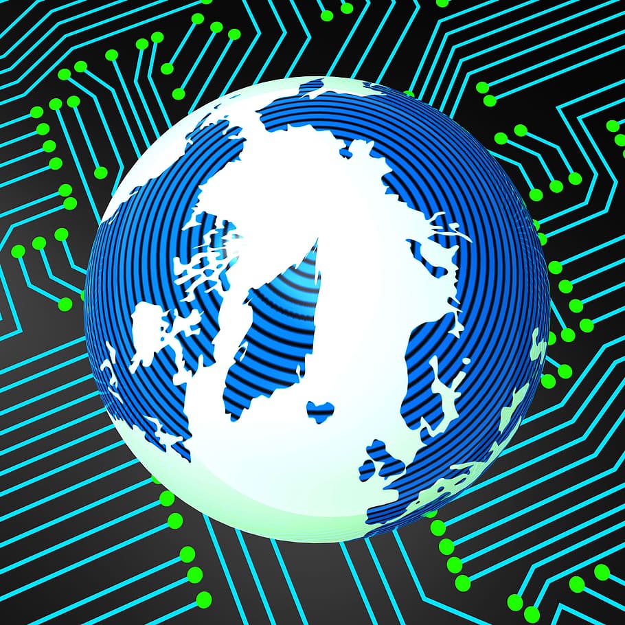 Worldwide Electronics Indicating Circuit Board And Earth, circuit boards HD wallpaper