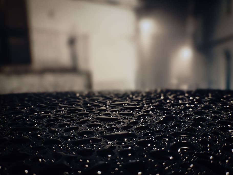 fog, rain, myst, waterdrop, droplet, metal, bokeh, dof, lights HD wallpaper