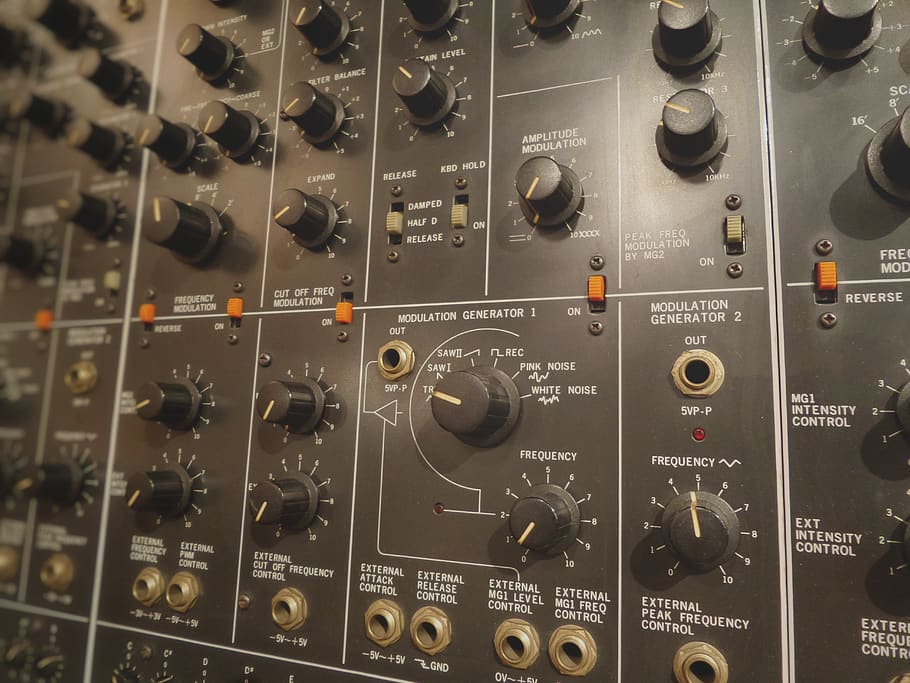 analog, synthetizer, buttons, console, lfo, frequency, electronic