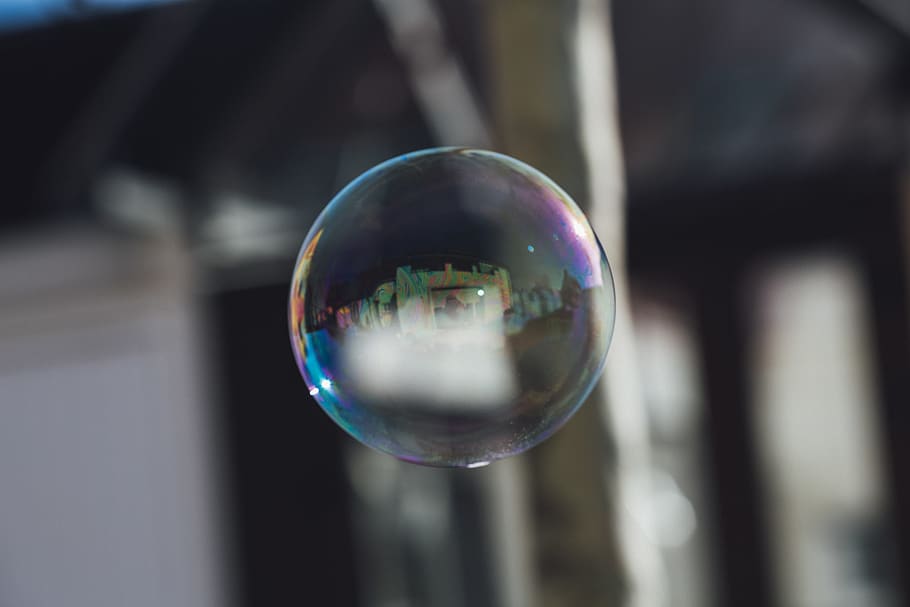 bubble, sphere, sky, play, playground, child, reflexion, circle HD wallpaper