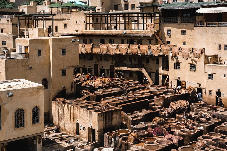 beige concrete buildings during daytime, fez, handmade, morocco, HD wallpaper