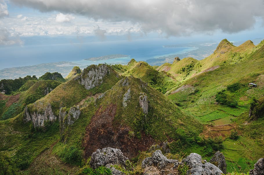 philippines, badian, osmeña peak, rocks, osmena peak, hills, HD wallpaper