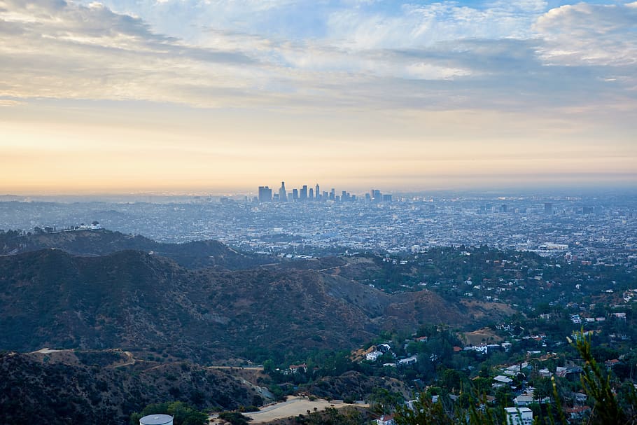united states, los angeles, hollywood sign, sky, building exterior, HD wallpaper