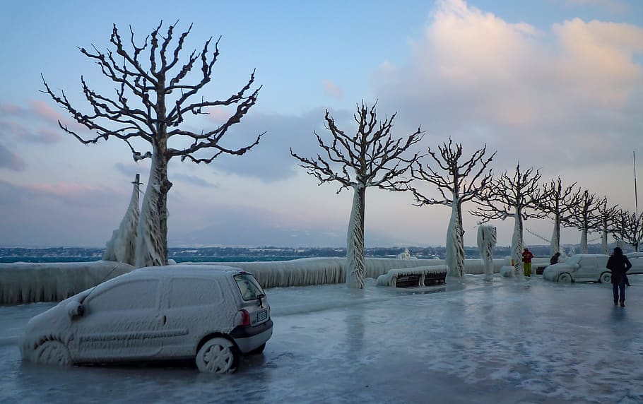 lake, winter, ice, wind, cold, lake geneva, versoix, frozen HD wallpaper