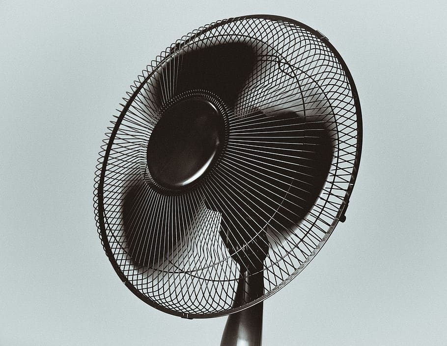 black, fan, air, objects, electric fan, indoors, white background HD wallpaper