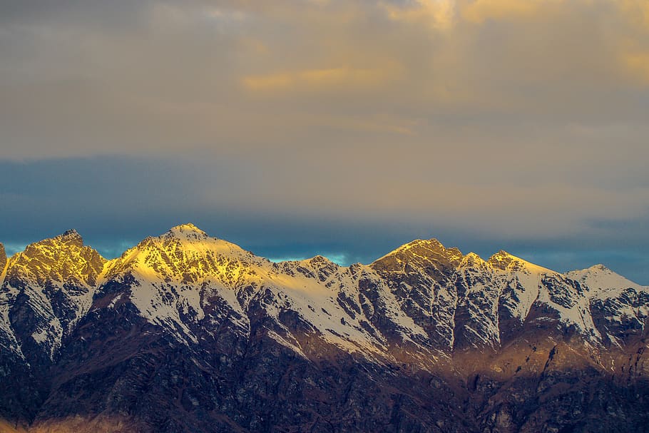 mountain range covered with snow, nature, outdoors, peak, ice HD wallpaper