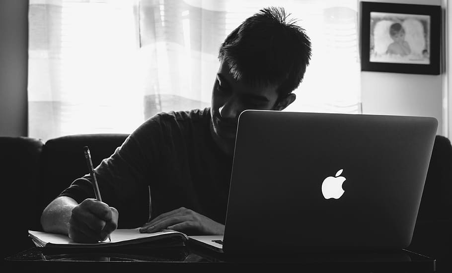 study, business, computer, school, mac, laptop, sitting, one person HD wallpaper