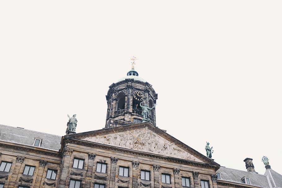 amsterdam, netherlands, clock, gold, ville, city, centre, tourisy HD wallpaper