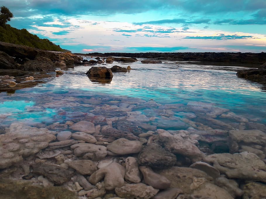 water, rock, cloud - sky, solid, rock - object, scenics - nature HD wallpaper