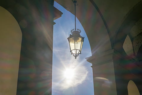 street lantern against sun light, ancient, antique, architecture HD wallpaper