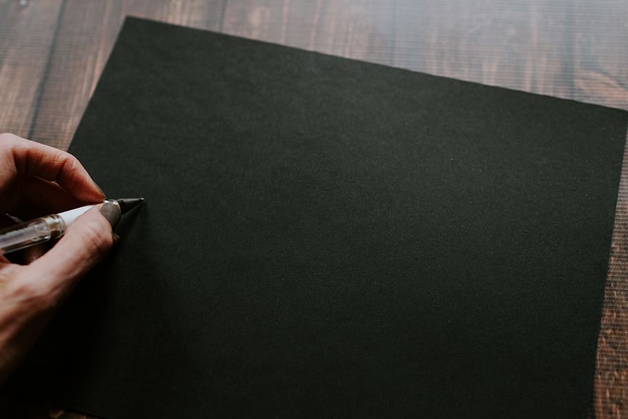 person about to write on empty black sheet, human hand, human body part HD wallpaper