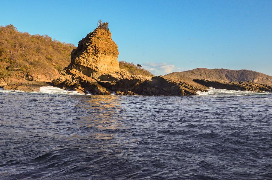 nicaragua, san juan del sur, beach, landscape, rocks, waves, HD wallpaper