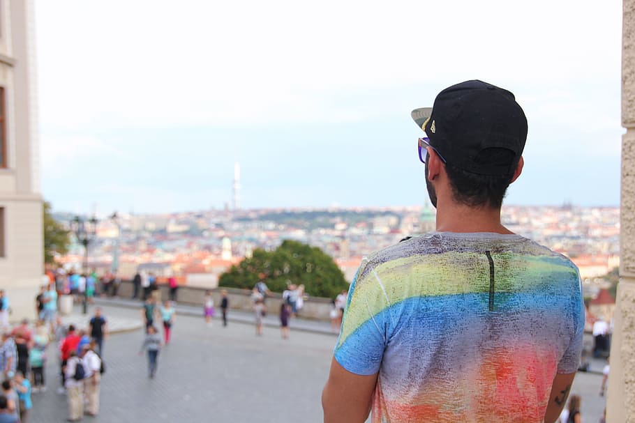 man, enjoying, vacation, rear view, one person, focus on foreground HD wallpaper