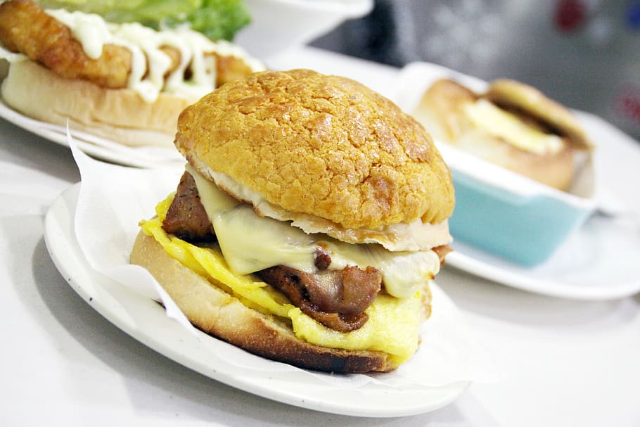 food, burger, bun, bread, plant, sandwich, seasoning, sesame HD wallpaper