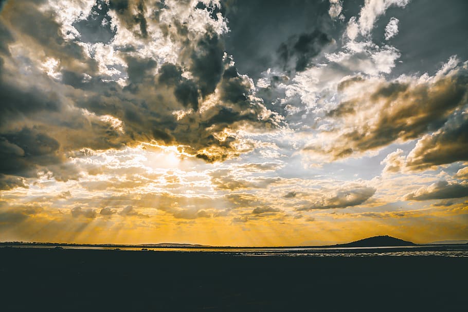 Landscape Photography of Seashore during Sunrise, clouds, colors HD wallpaper