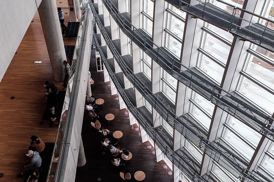 people inside building, museum, high angle view, real people HD wallpaper