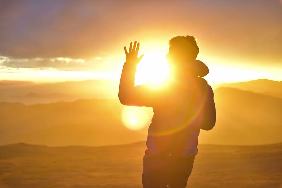 sunset, sky, standing, one person, real people, beauty in nature HD wallpaper