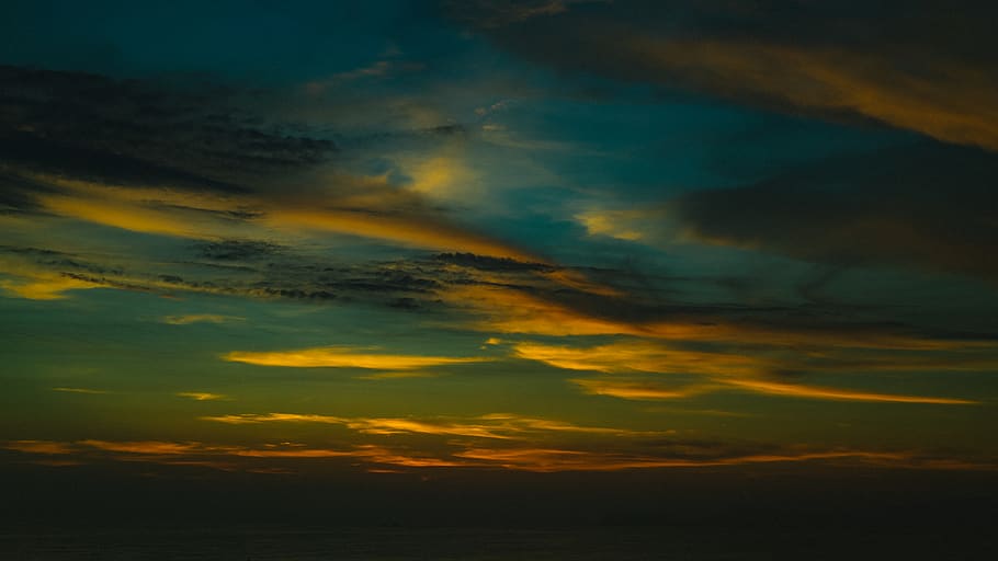 sunset, ocean, beach, night, colors, sky, clouds, cloud - sky HD wallpaper