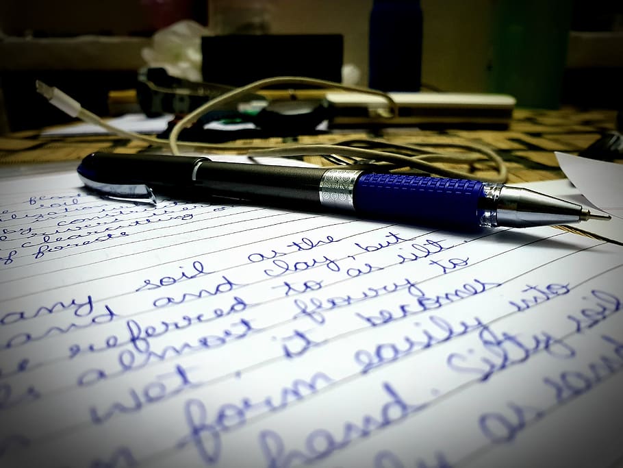 desk, table, pen, paper, study, student, background goods, daily use HD wallpaper