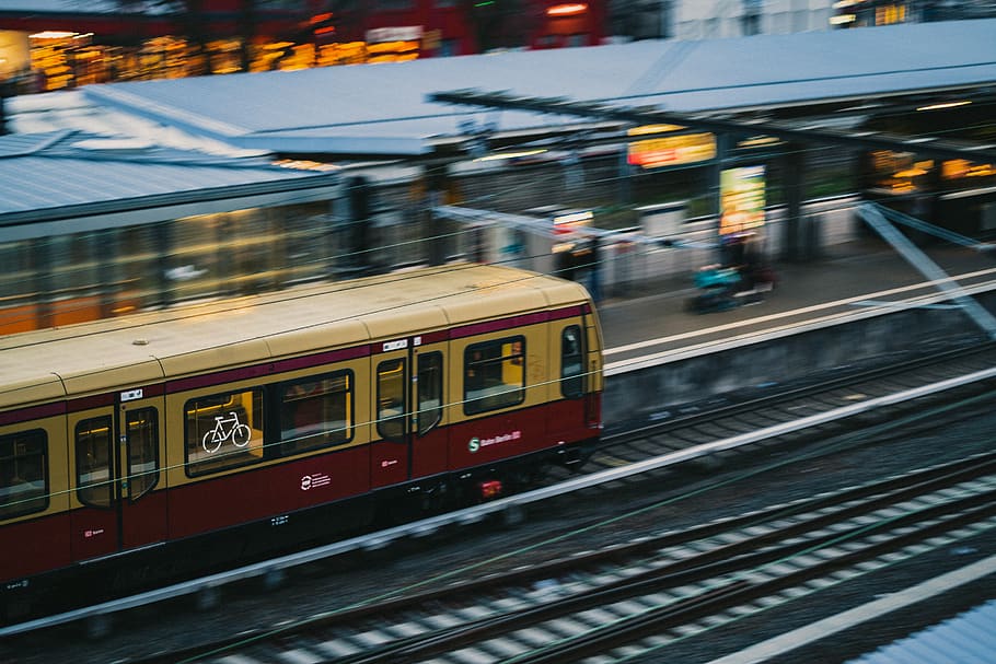 brown and red train, rail transportation, public transportation HD wallpaper