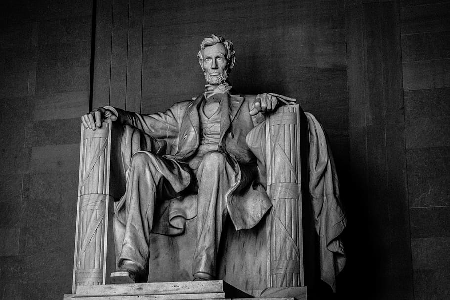 Abraham Lincoln statue, human representation, art and craft, sculpture, HD wallpaper
