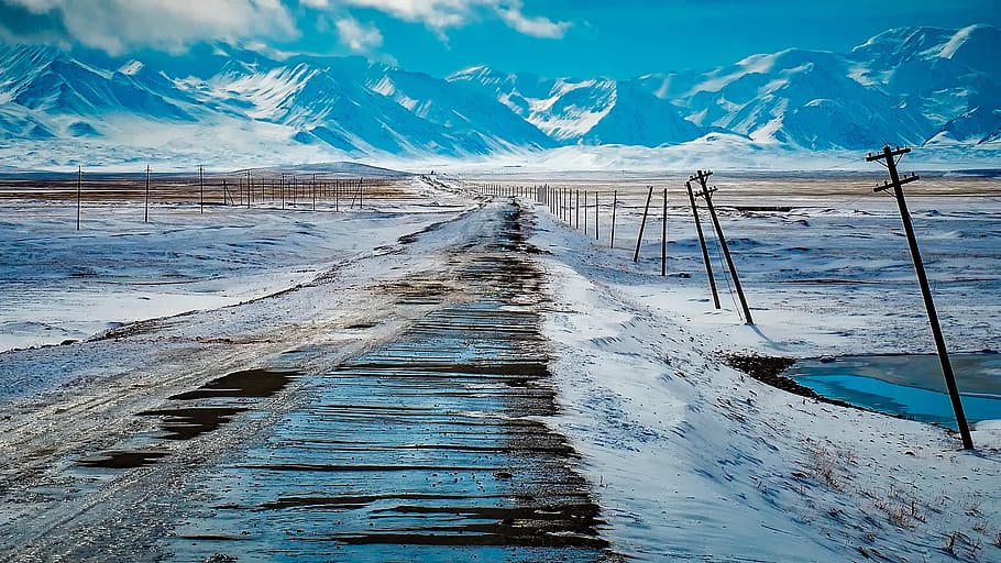 Scenic View of Snow Covered Mountains Against Sky, cold, ice HD wallpaper