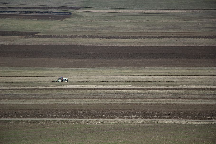 agriculture, fields, tractor, nature, landscape, spring, transportation HD wallpaper