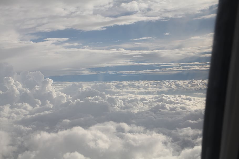 nature, outdoors, sky, cloud, cumulus, weather, azure sky, airplane HD wallpaper