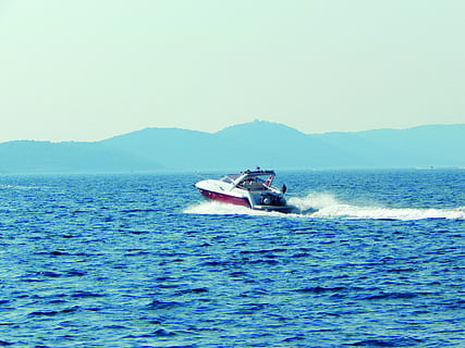 croatia, krk, zee, speedboad, boat, blue, water, croatië, nautical vessel HD wallpaper