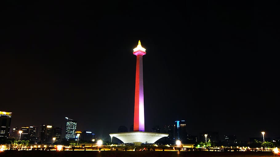 HD wallpaper: indonesia, national monument, jakarta, colorfull, night,  building | Wallpaper Flare