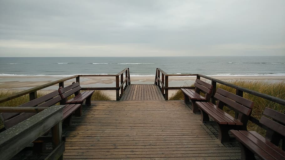 sylt, germany, rantum, beach, ocean, island, atmosphere, stairs HD wallpaper