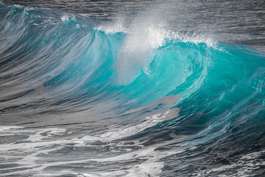 wave, water, surf, ocean, sea, spray, wind, motion, swirl, splash HD wallpaper